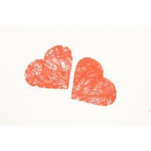 Lot de 24 cœurs - Abaca - 4 x 4 cm - Rouge