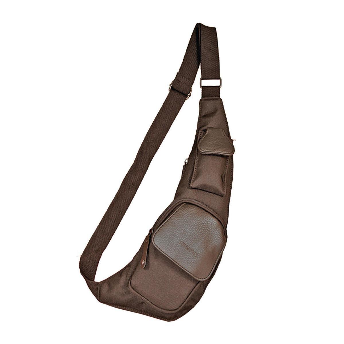 Holster toile et smili cuir graine cl marron - L 14 x H 44 x 9 cm