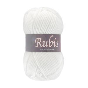 Pelote 50 g fil à tricoter Rubis - Blanc