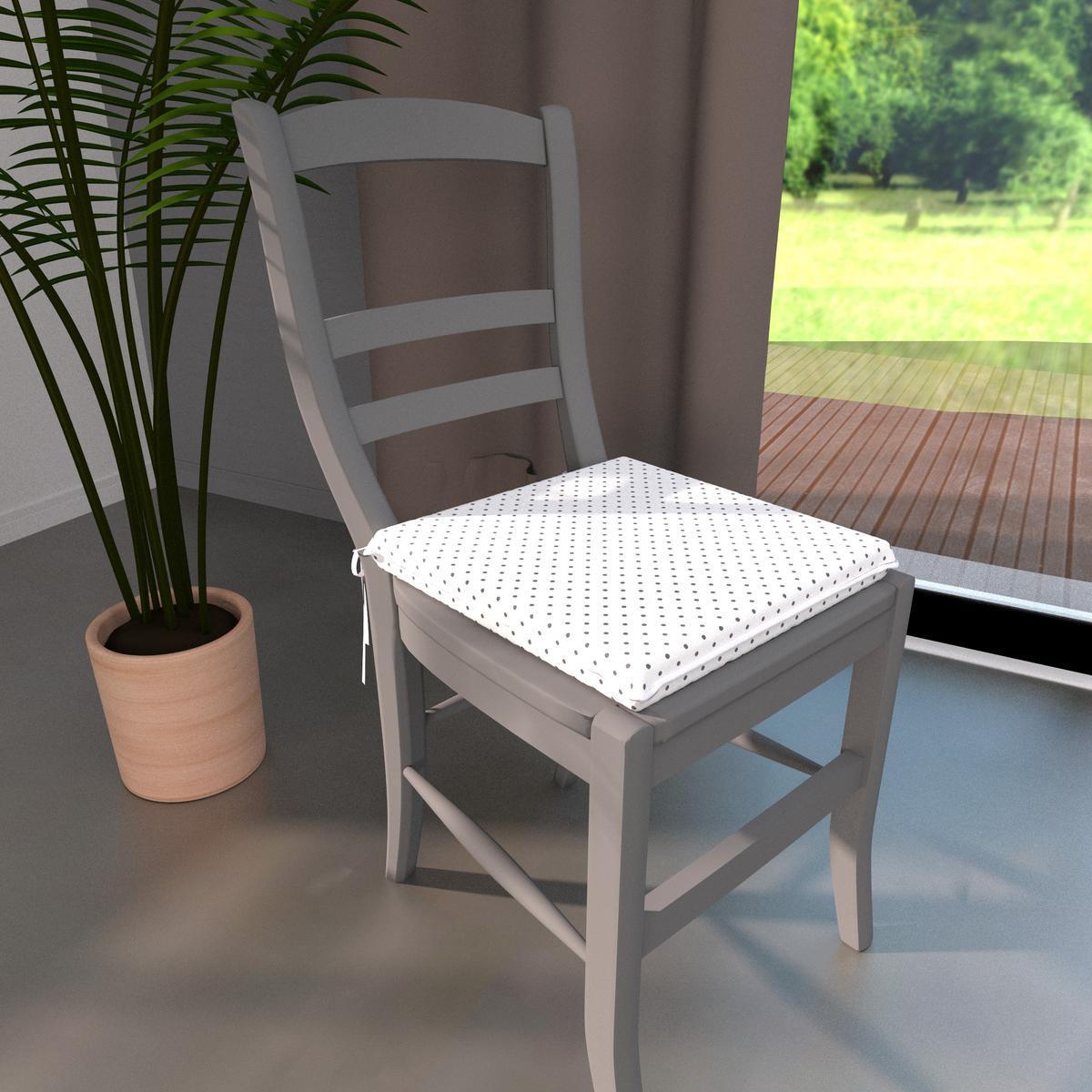Dessus de chaise Kara pois blanc - 38 x 36 cm - Polycoton - Blanc
