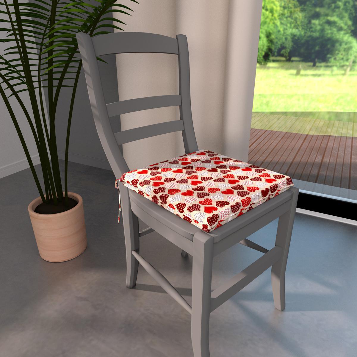 Dessus de chaise cœur - 38 x 36 cm - Polycoton - Rouge