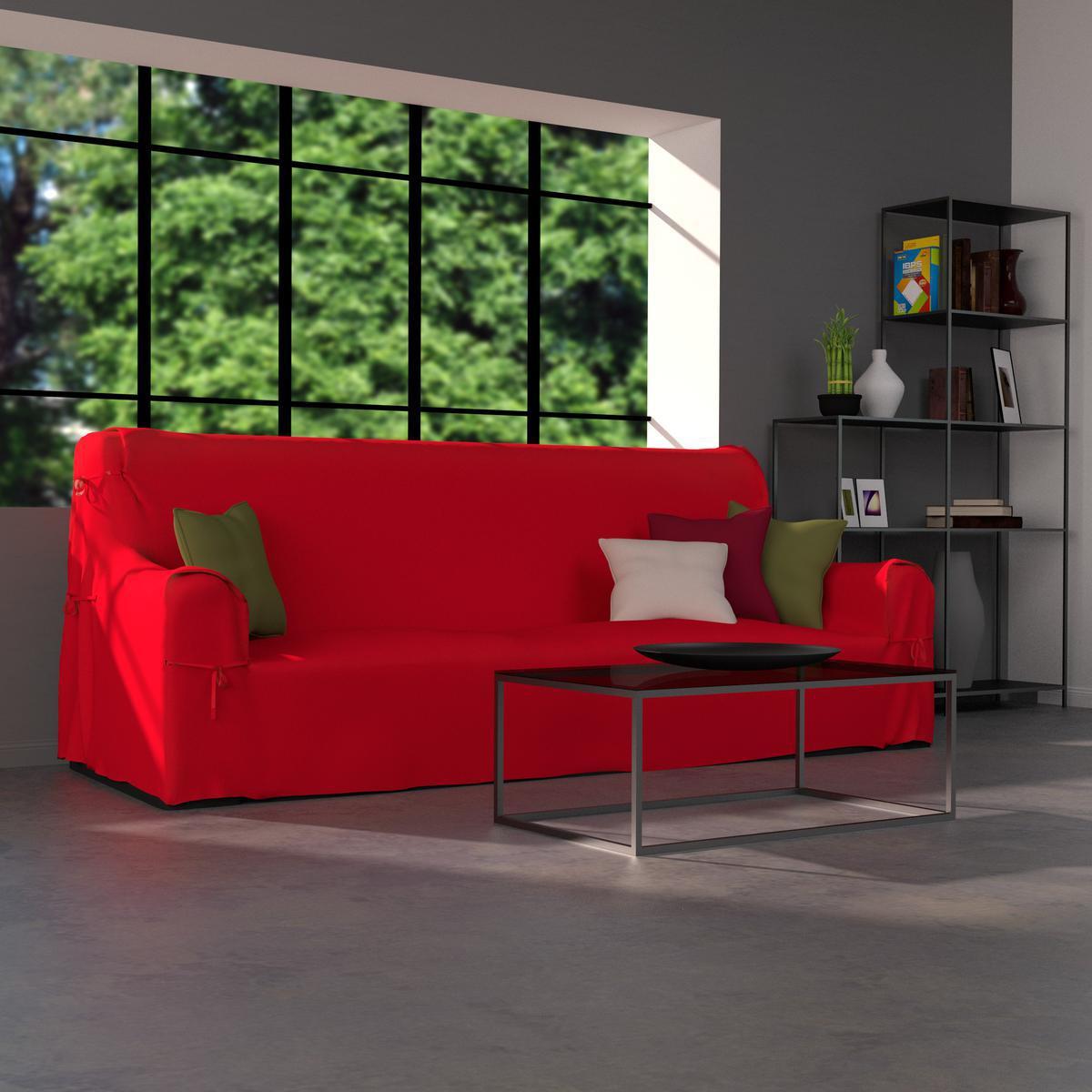 Housse de canapé en coton 205x90x60 rouge harnes