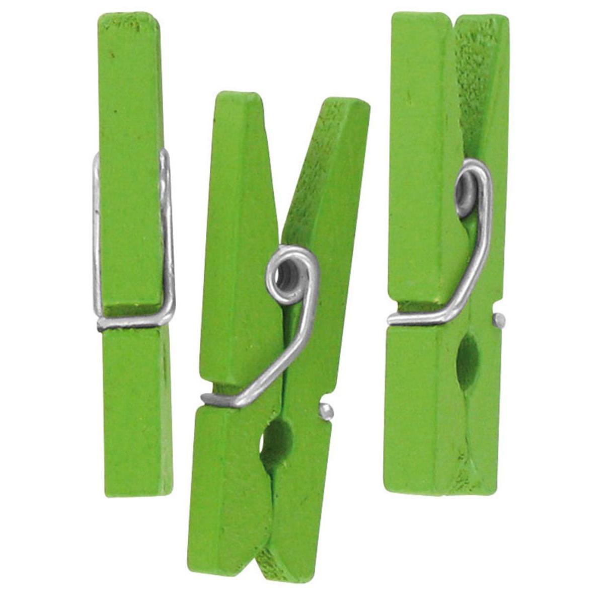 Lot de 50 pinces à linge en bois - 2,5 cm - Vert anis