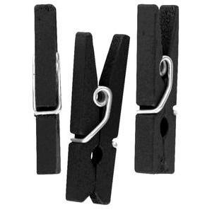 Lot de 50 pinces à linge en bois - 2,5 cm - Noir