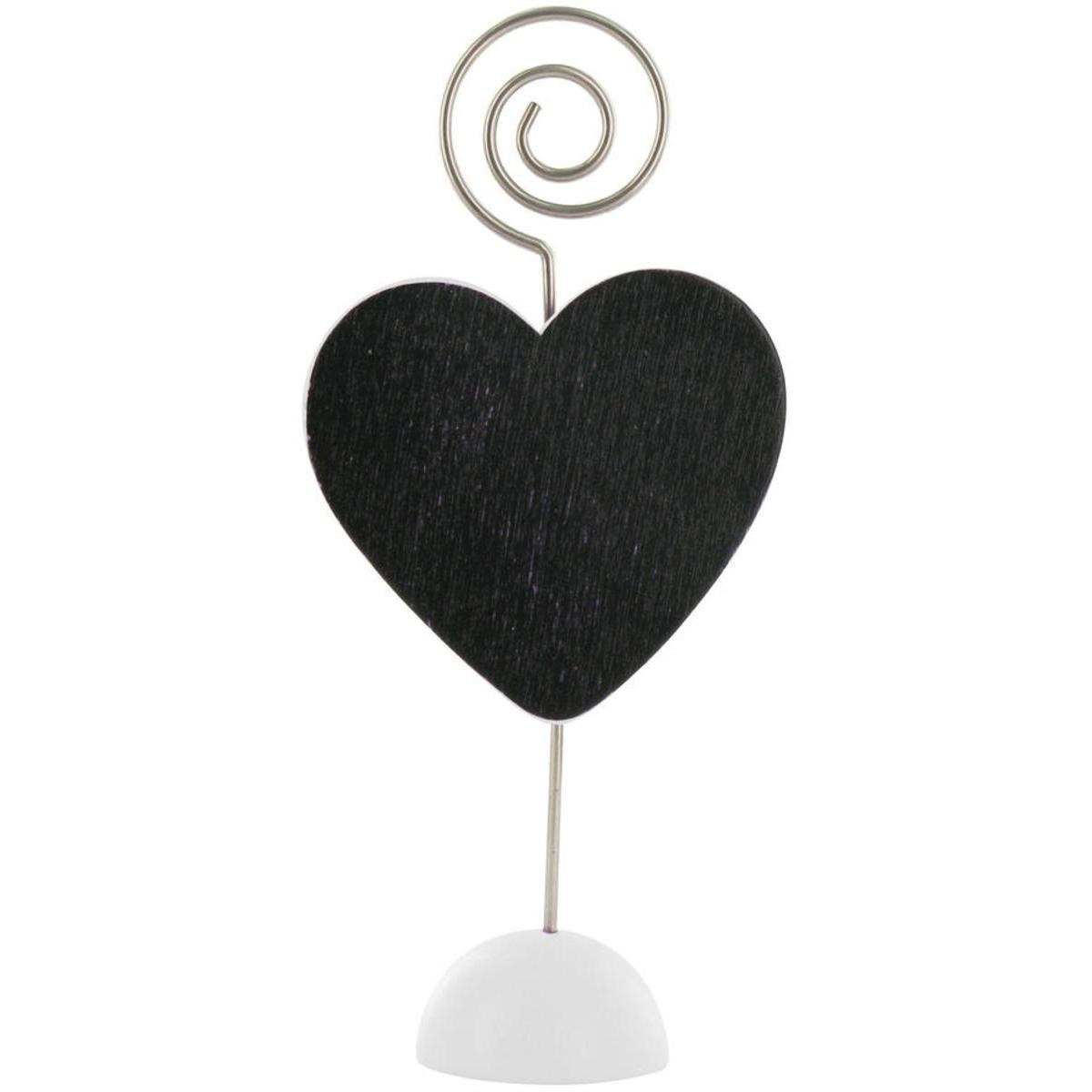 Lot de 2 marques-place cœur en bois et ardoise - 5,5 x 5 cm - Noir
