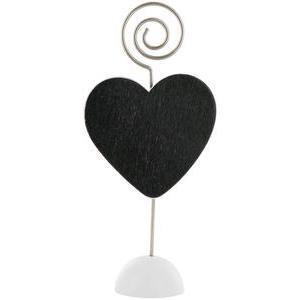 Lot de 2 marques-place cœur en bois et ardoise - 5,5 x 5 cm - Noir