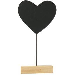 Marque-place cœur en bois et ardoise - 6,5 x 5,5 cm - Noir