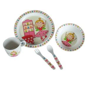 Set repas enfant Fée et gâteau 5 pièces en mélamine - Multicolore