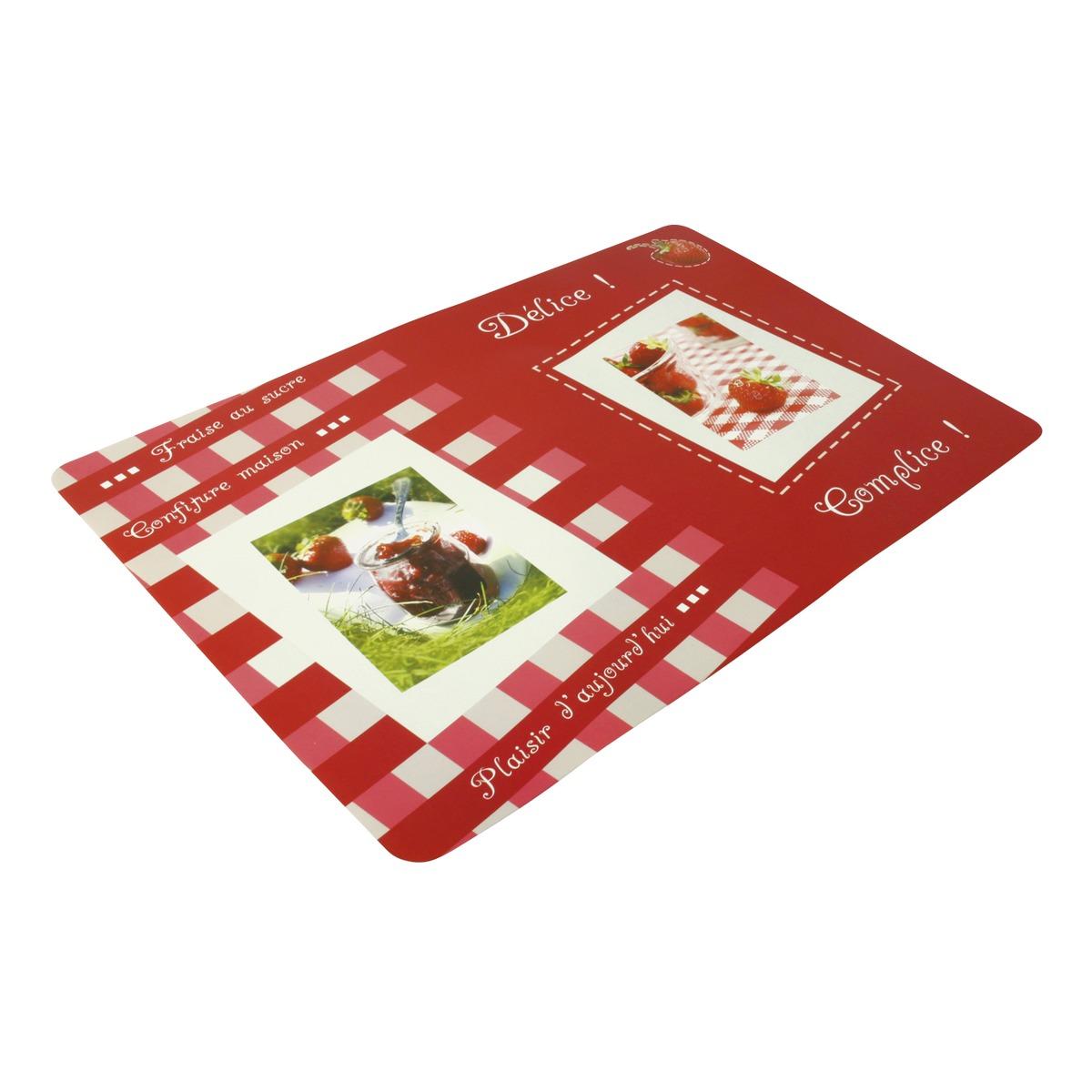 Set de table opaque - 30 x 45 cm - Thème fraises - Rouge