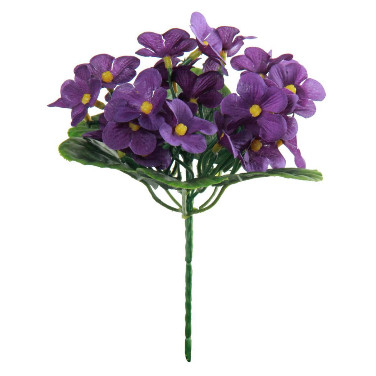 Bouquet de violettes - Plastique et polyester - H 22 cm - Violet