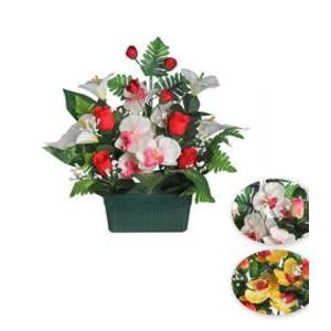 Jardinière de Boutons de Roses et Orchidées - 19 x 9 x 9 cm - H 40 cm