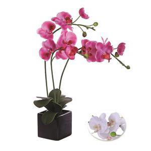 3 Orchidées en pot - Plastique, Céramique et Polyester - Diam 10 x 48 cm - Blanc Violet
