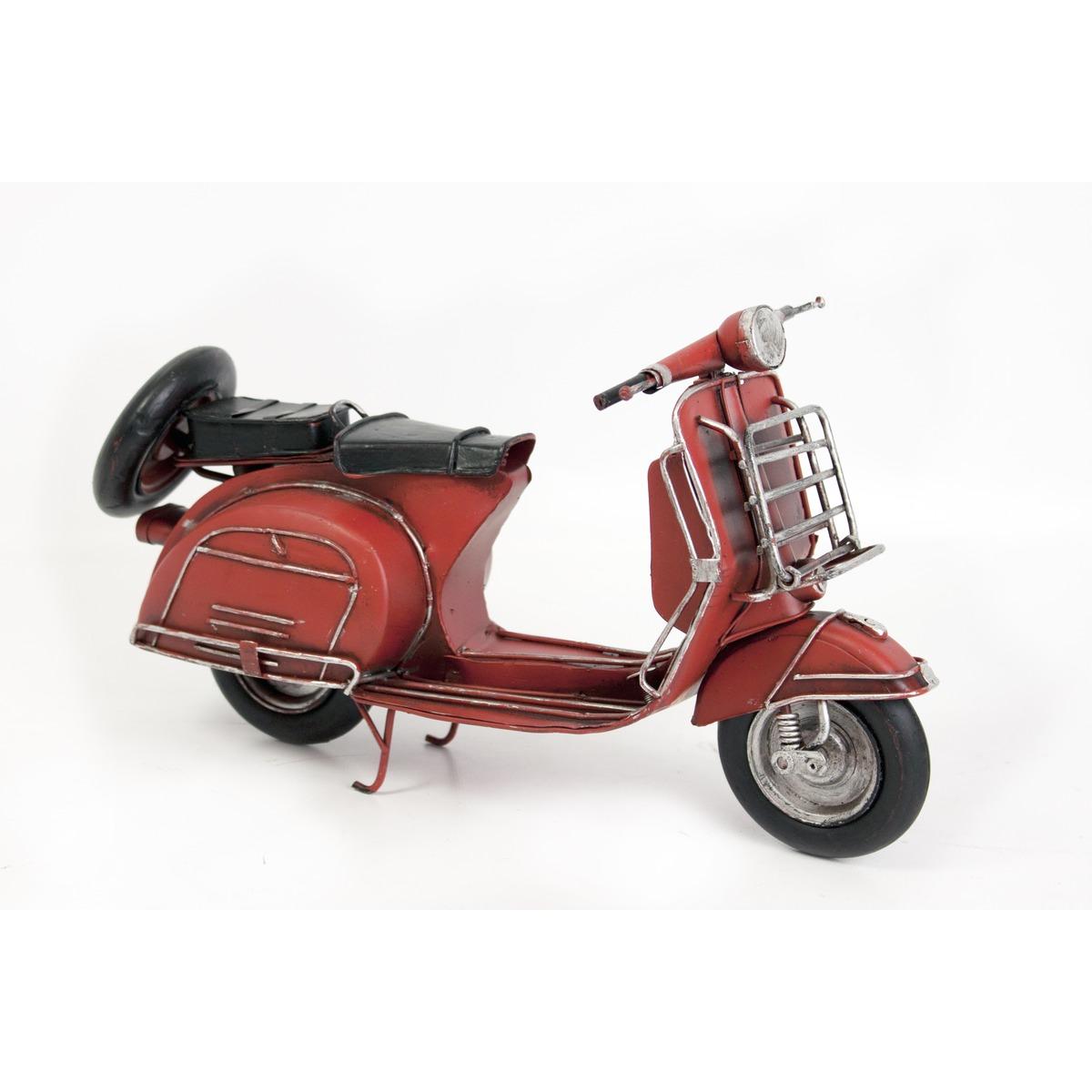 Scooter vintage rouge en métal - Longueur 30 cm