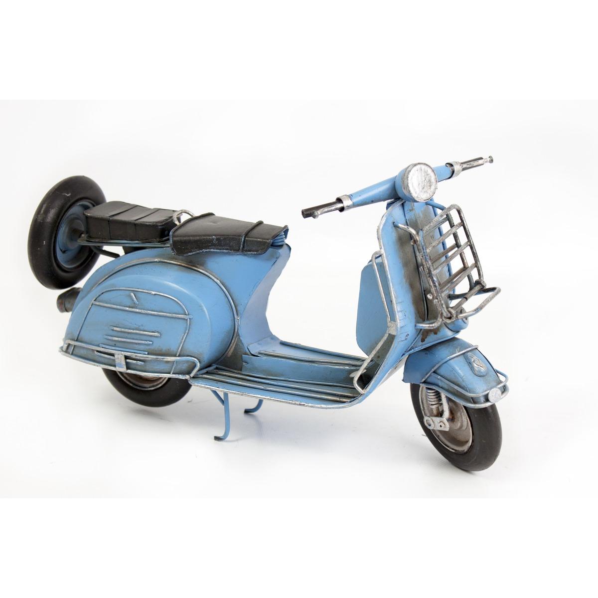 Scooter vintage bleu en métal - Longueur 30 cm