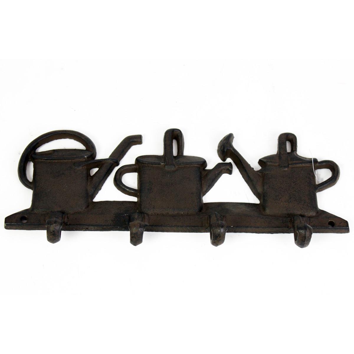 Patère noire en fer en forme d'arrosoirs - 31 x 13,5 cm
