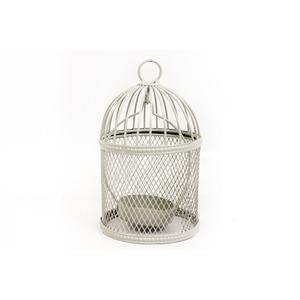 Photophore en forme de cage à oiseau beige - Diamètre 15,7 x 9,5 cm