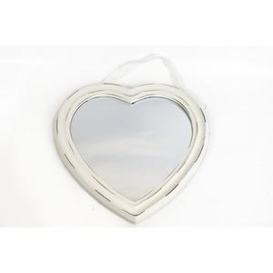 Miroir en forme de cœur couleur crème avec ruban à suspendre - 35 x 33,5 cm