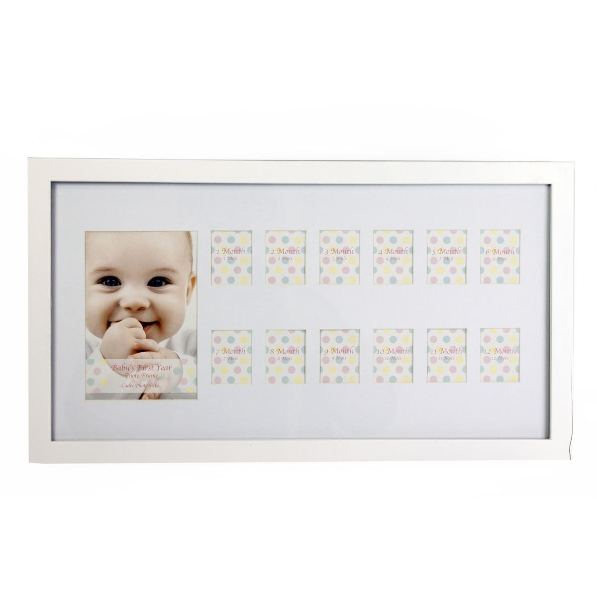 Cadre photo blanc pour bébé - 12 mois - 25 x 45 cm