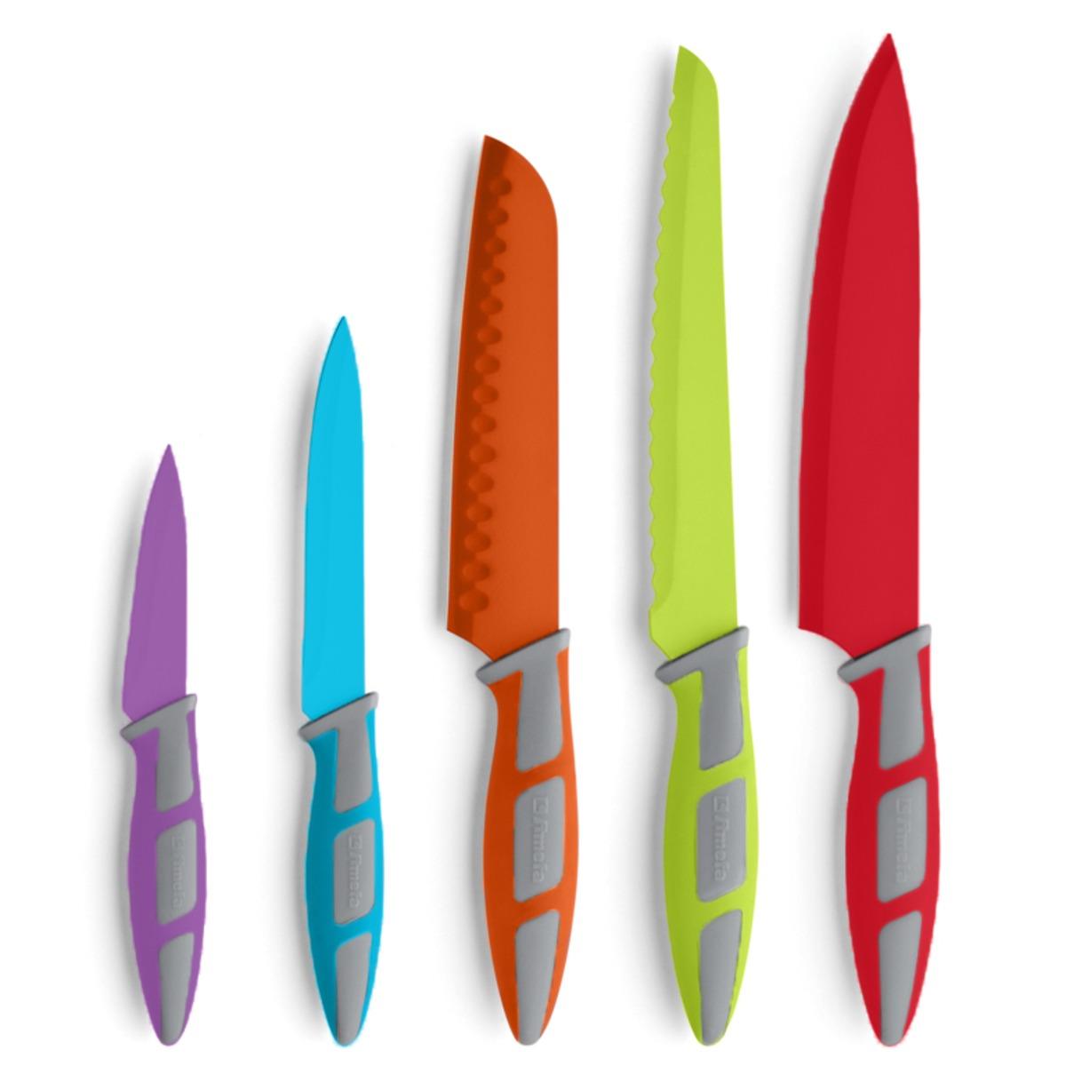 Ensemble de 5 couteaux Arc-en-ciel en acier inoxydable - 23 cm - Multicolore