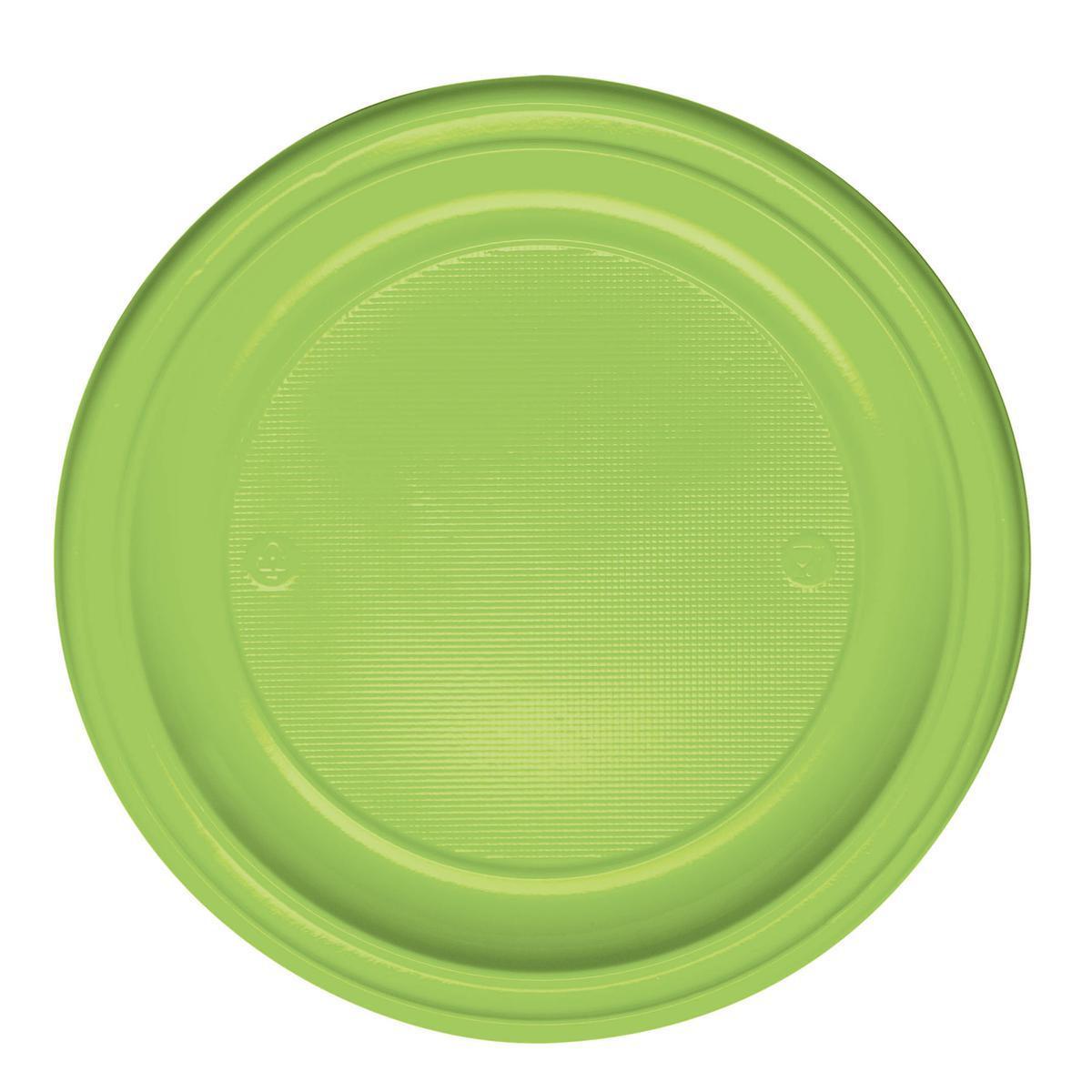 Lot de 20 assiettes en plastique - 22 cm -Polystyrène- Vert
