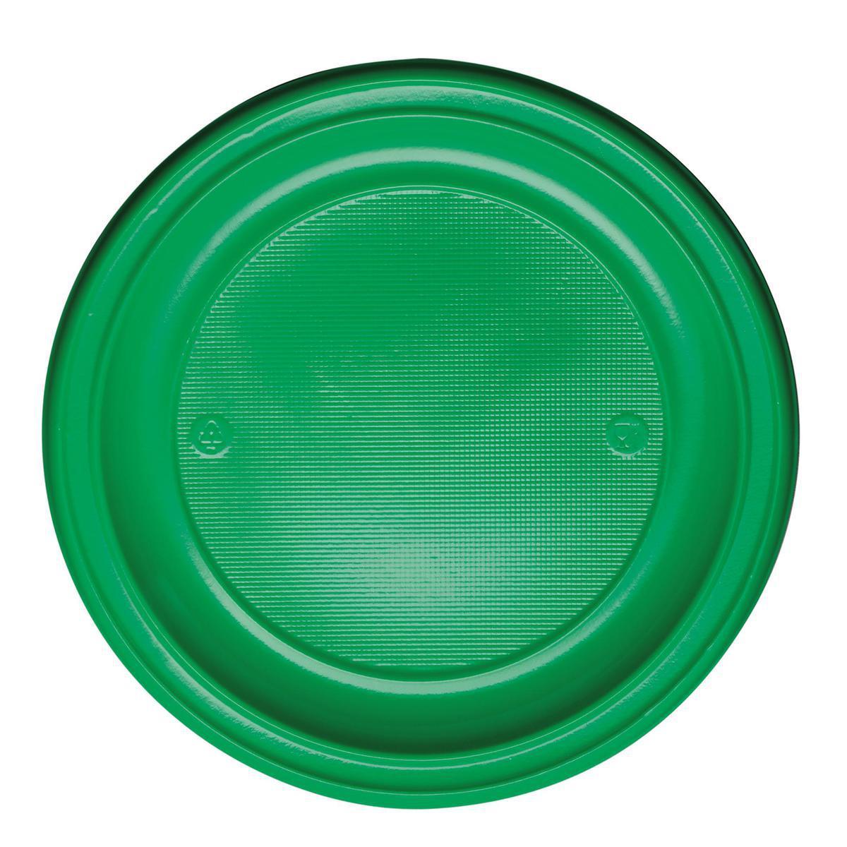 Lot de 20 assiettes en plastique - 22 cm -Polystyrène- Vert