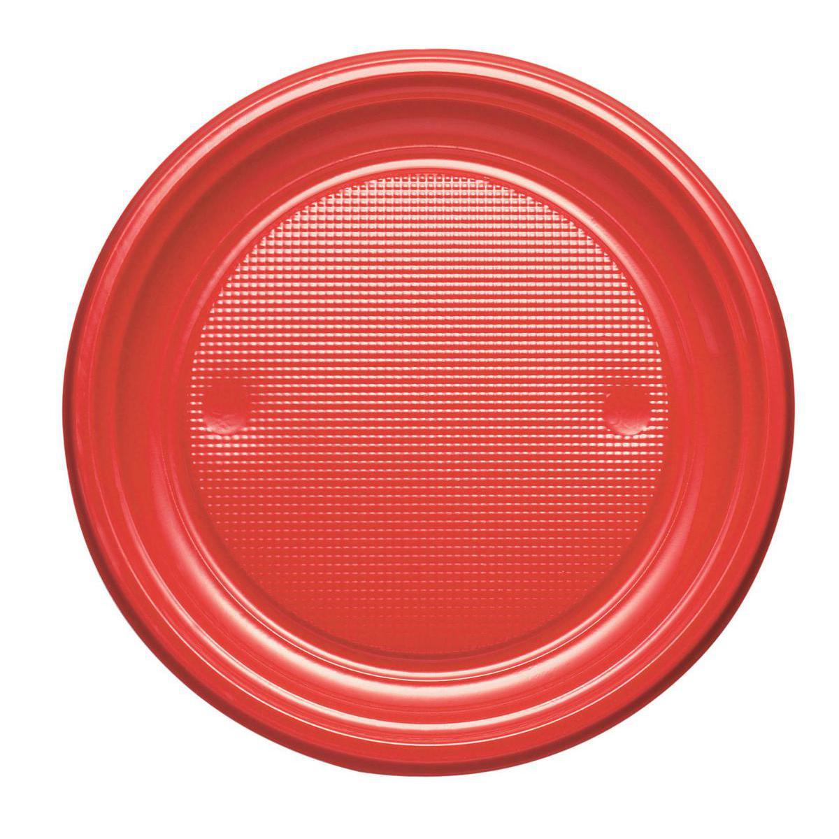 Lot de 20 assiettes en plastique - 22 cm -Polystyrène- Rouge