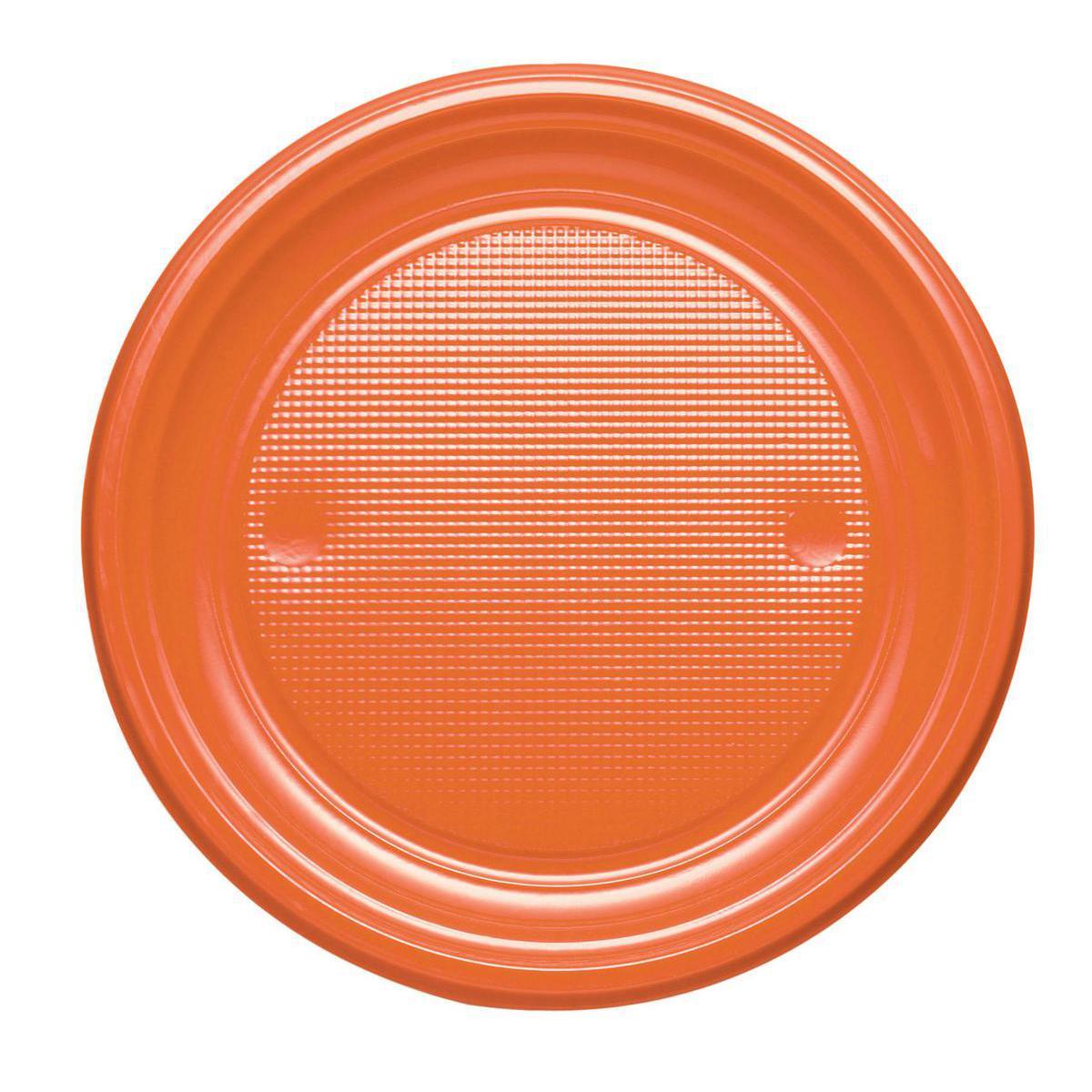 Lot de 20 assiettes en plastique - 22 cm -Polystyrène- Orange
