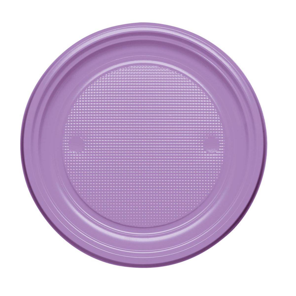 Lot de 20 assiettes en plastique - 22 cm -Polystyrène- Violet