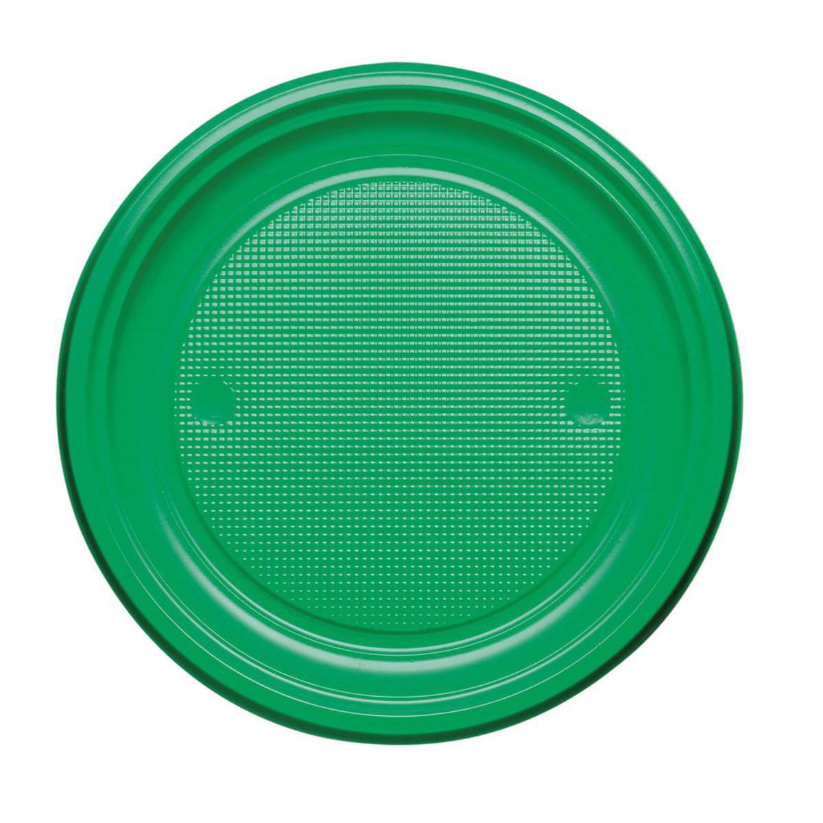 Lot de 20 assiettes en plastique - 17 cm -Polystyrène- Vert