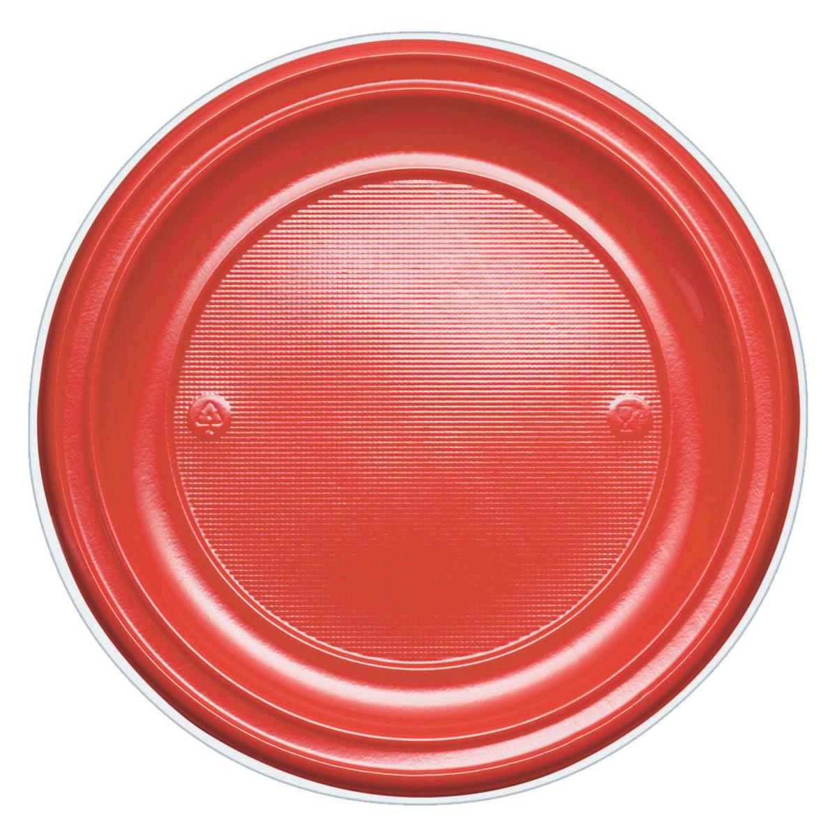 Lot de 20 assiettes en plastique - 17 cm -Polystyrène- Rouge