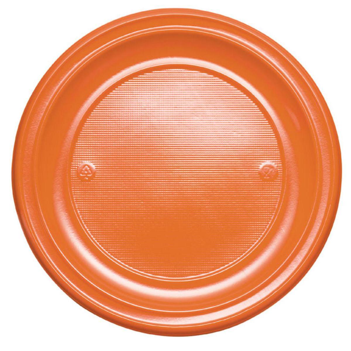 Lot de 20 assiettes en plastique - 17 cm -Polystyrène- Orange