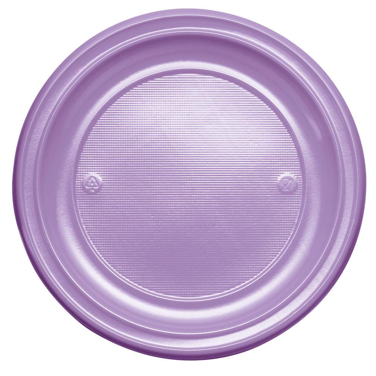 Lot de 20 assiettes en plastique - 17 cm -Polystyrène- Violet amethyste