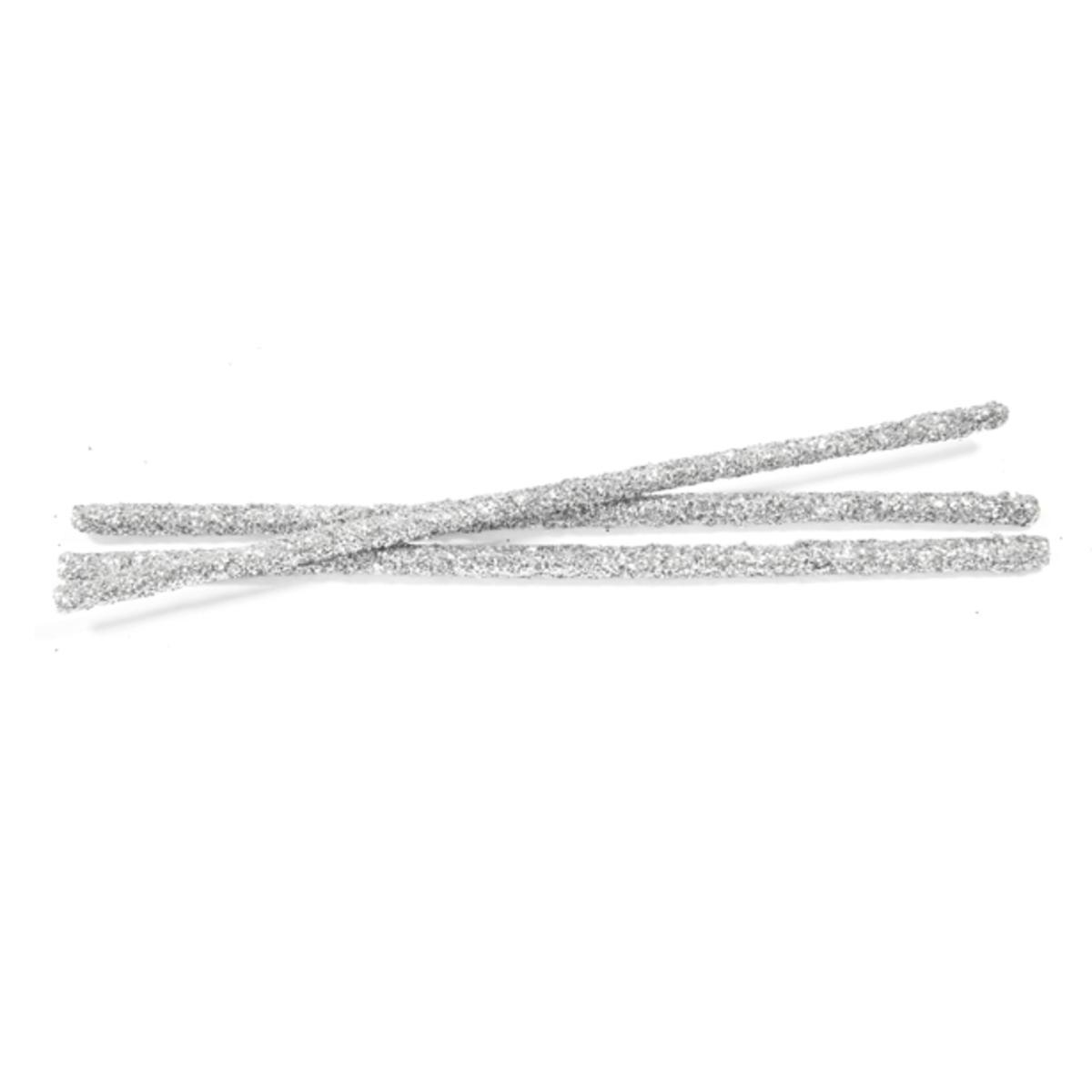 Lot de 10 bâtonnets pailletés - Bois - 20 cm - Argent