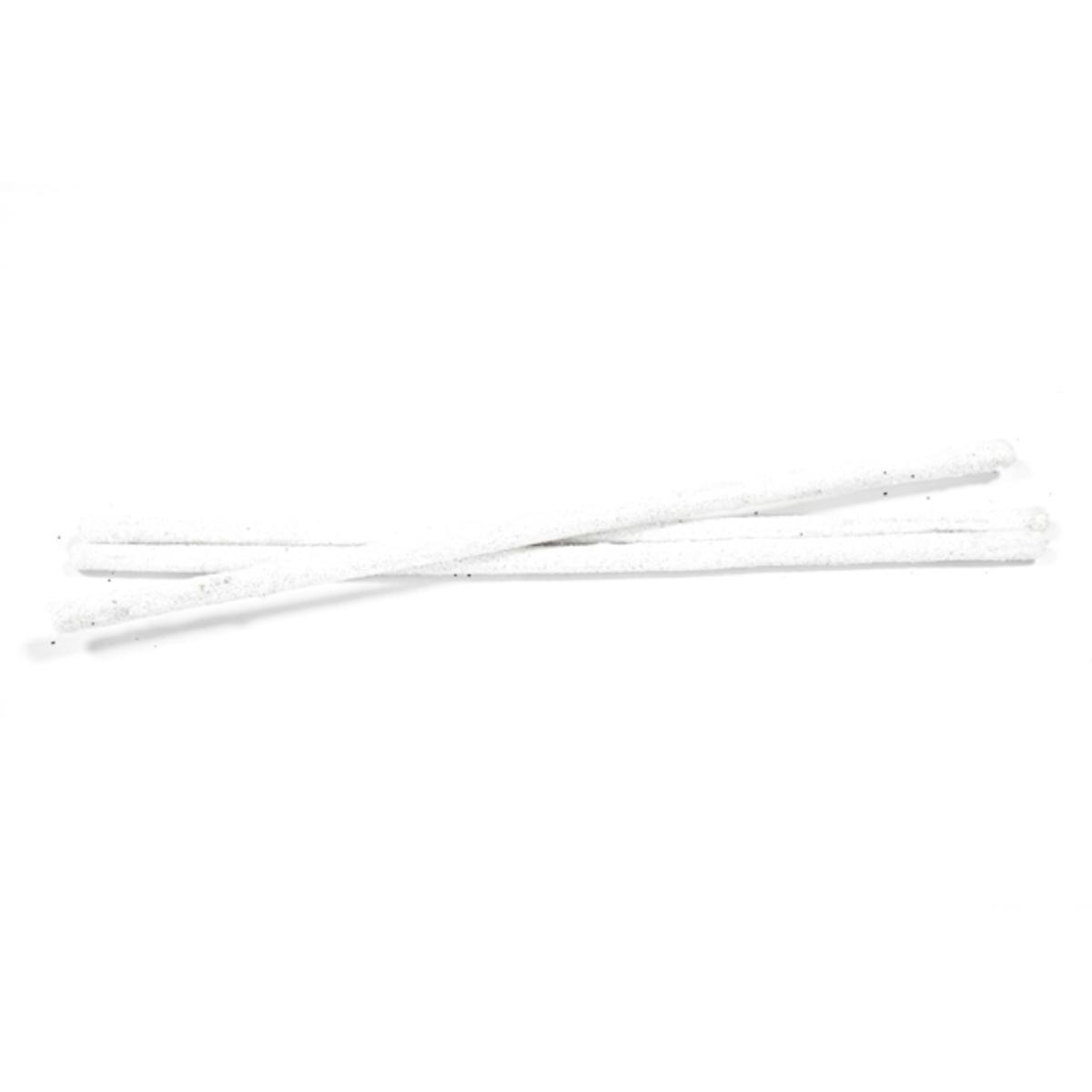 Lot de 10 bâtonnets pailletés - Bois - 20 cm - Blanc