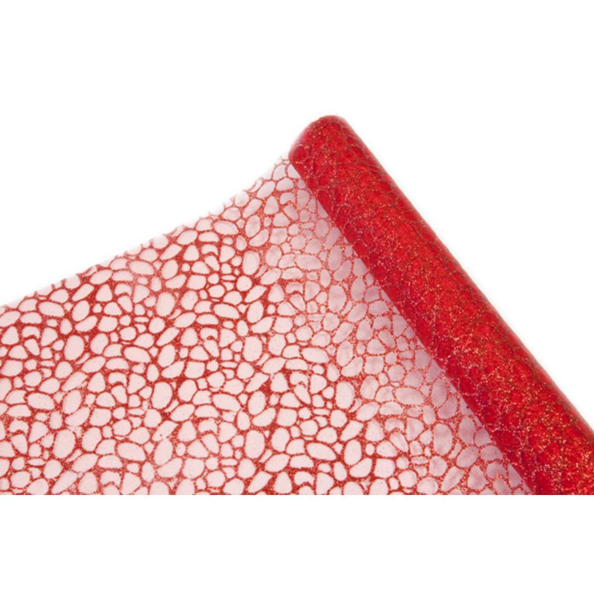 Rouleau pailleté motifs mosaïques - Organza - 28 cm x 5 m - Rouge