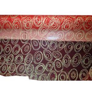 Rouleau pailleté motifs bulles - Organza - 28 cm x 5 m - Rouge et or