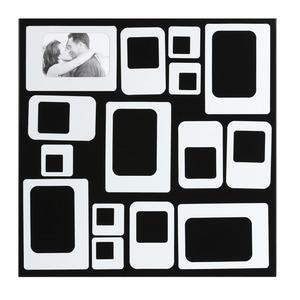 Multivues 15 photos en bois - 45 x 45 cm - Noir et blanc