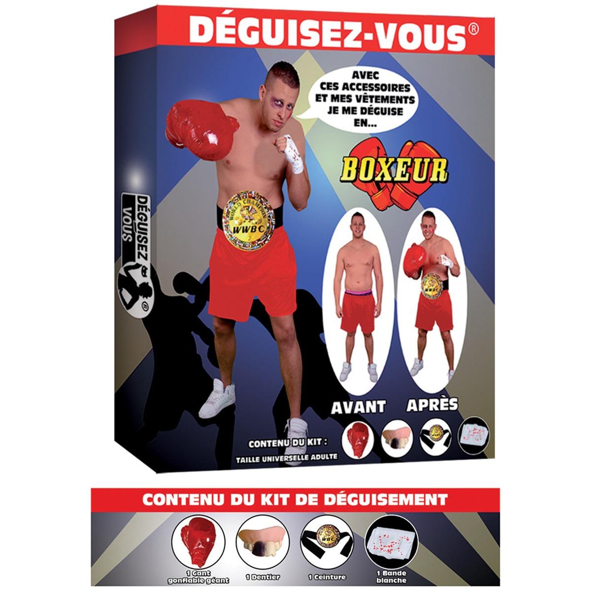 Kit de déguisement boxeur 4 pièces - Taille unique - Multicolore