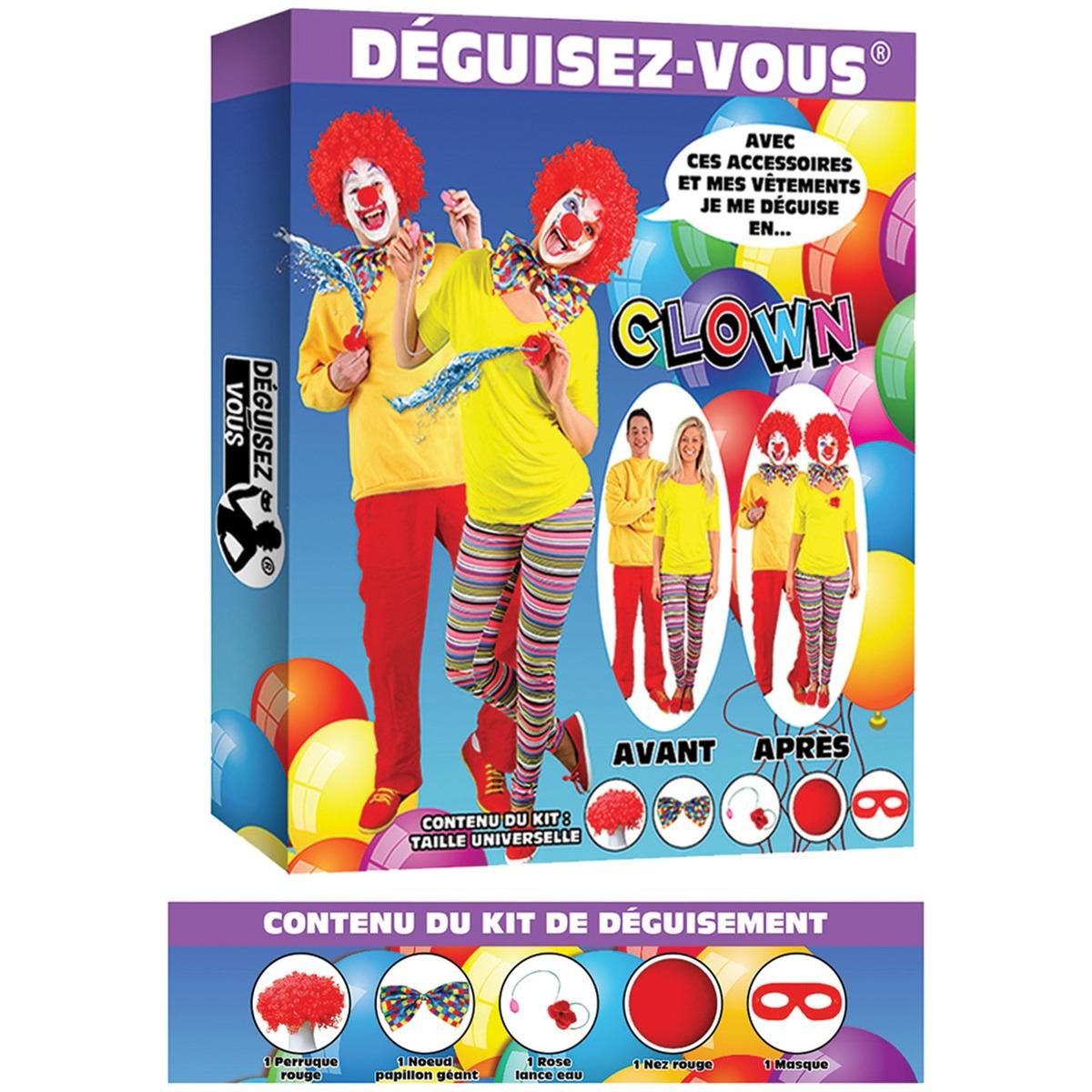 Kit de déguisement clown 5 pièces - Taille unique - Multicolore