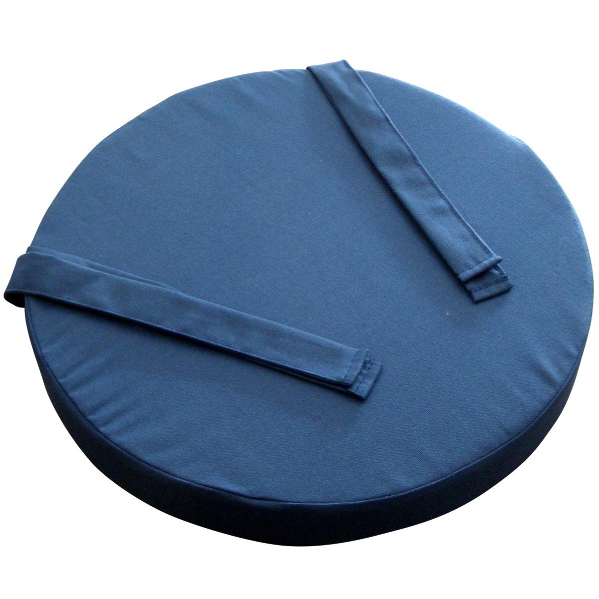 Galette de chaise collection Panama 100 % coton - Diam. 40 x 5 cm - Bleu marine