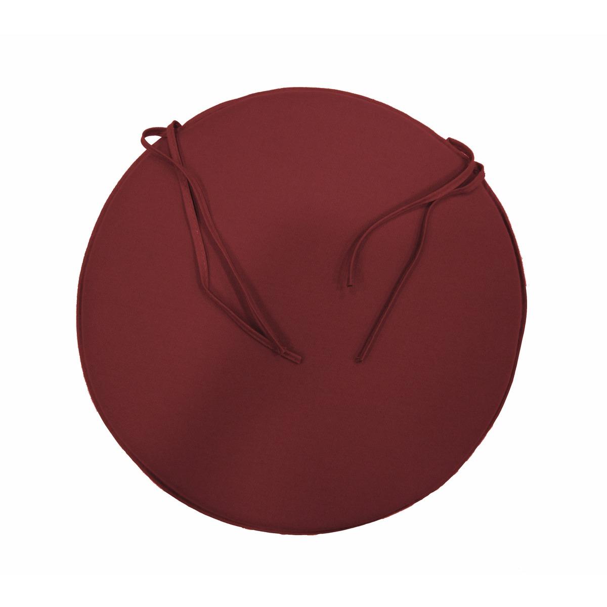 Galette de chaise collection Panama 100 % coton - Diam. 40 x 5 cm - Rouge griotte