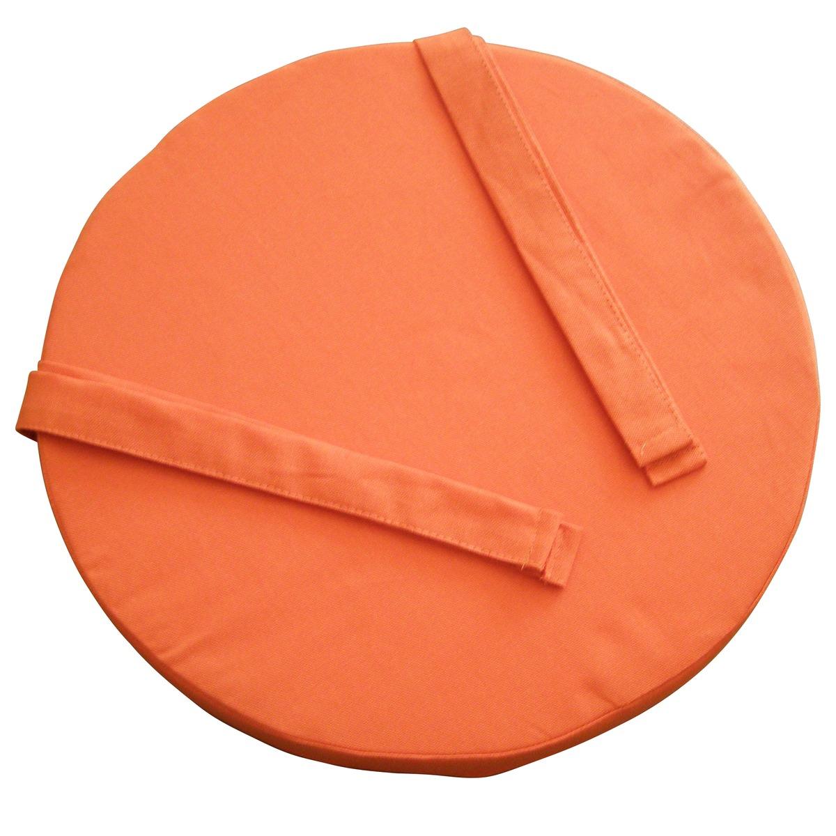 Galette de chaise collection Panama 100 % coton - Diam. 40 x 5 cm - Orange mandarine
