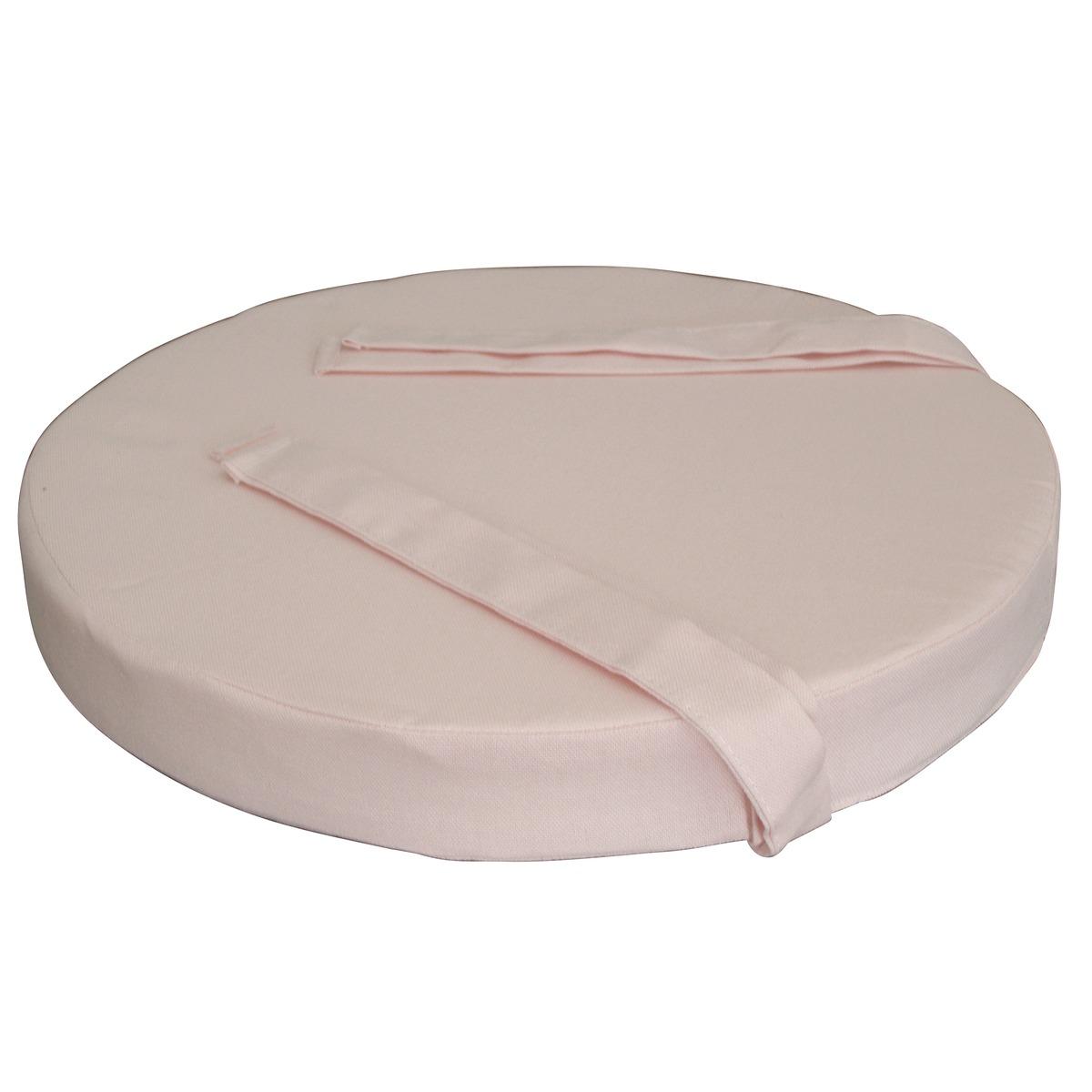 Galette de chaise collection Panama 100 % coton - Diam. 40 x 5 cm - Rose poudré