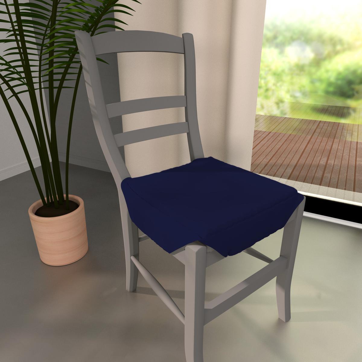 Dessus de chaise à rabats Panama - 36 x 36 x 3,5 cm - 100% coton - Bleu foncé