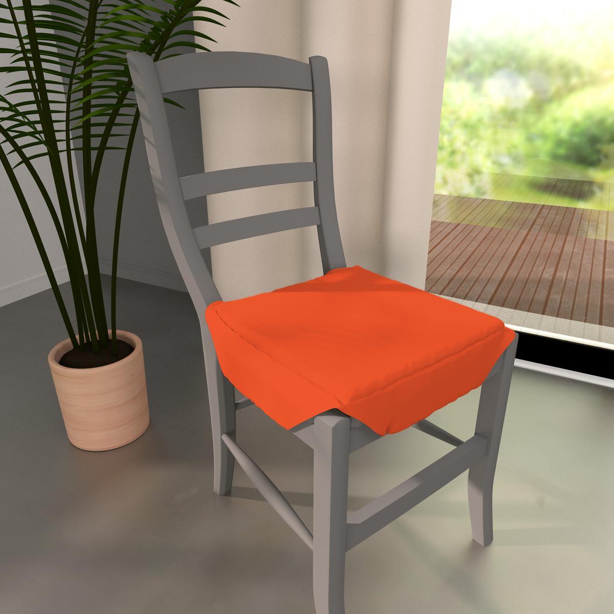 Dessus de chaise à rabats Panama - 36 x 36 x 3,5 cm - 100% coton - Orange