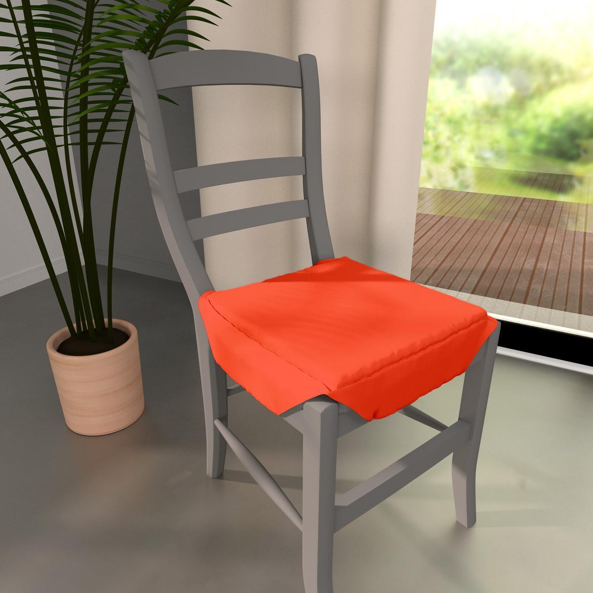 Dessus de chaise à rabats Panama - 36 x 36 x 3,5 cm - 100% coton - Orange corail