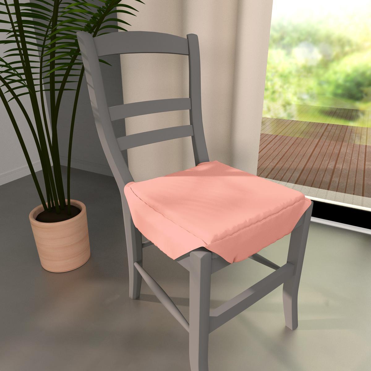 Dessus de chaise à rabats Panama - 36 x 36 x 3,5 cm - 100% coton - Rose