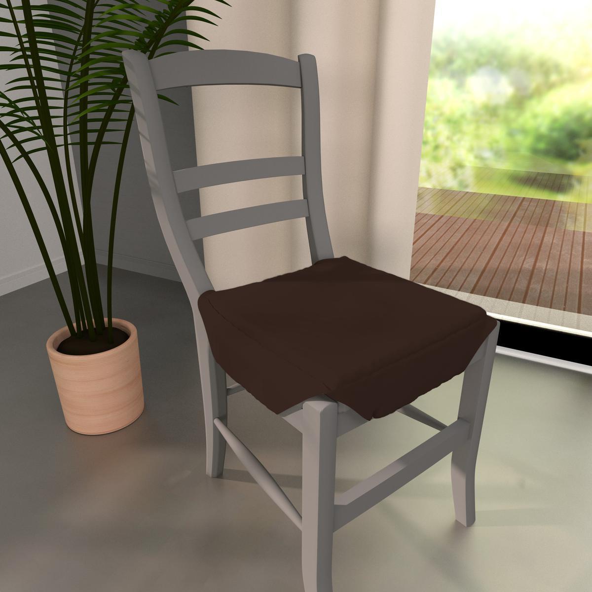 Dessus de chaise à rabats Panama - 36 x 36 x 3,5 cm - 100% coton -Chocolat