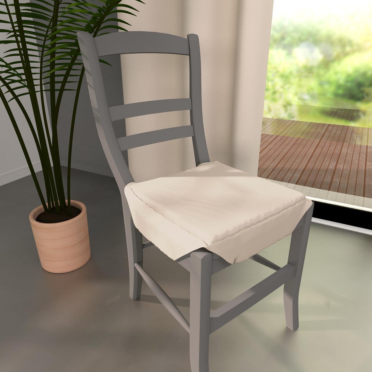 Dessus de chaise à rabats Panama - 36 x 36 x 3,5 cm - 100% coton - Beige