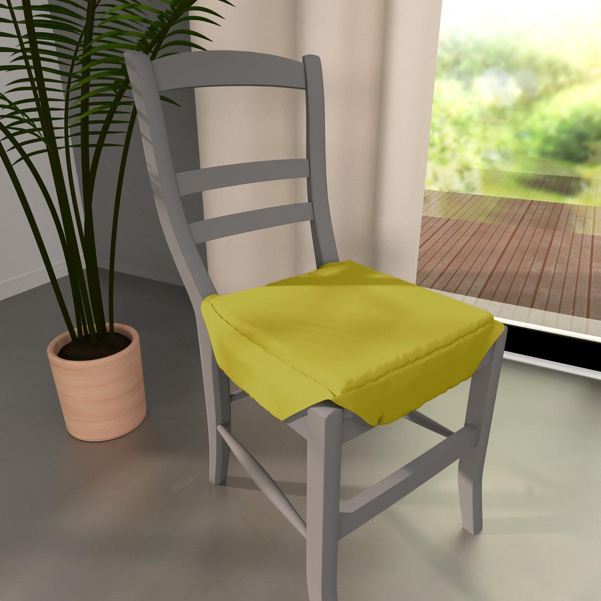 Dessus de chaise à rabats Panama - 36 x 36 x 3,5 cm - 100% coton - Vert fenTRUEl